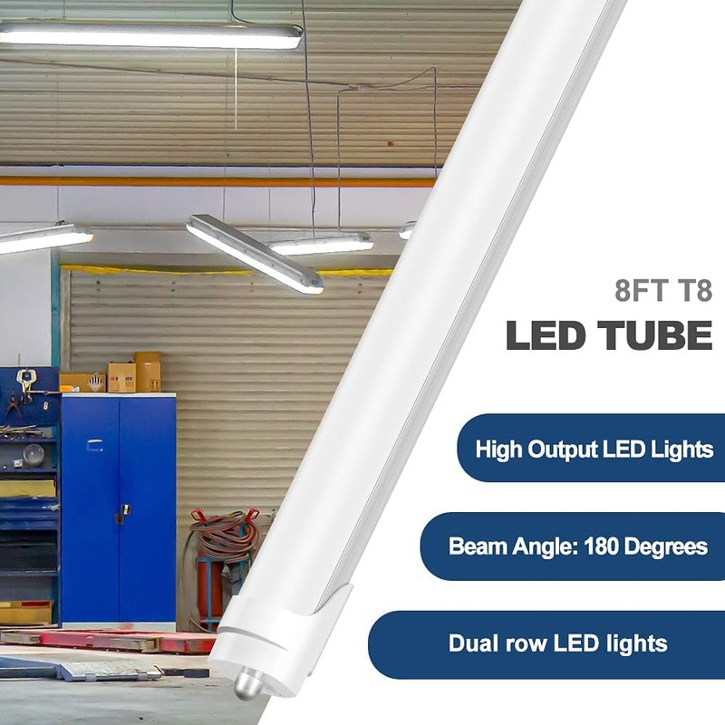 JESLED T8 T10 T12 8FT LED Light Bulbs, 50W 6000LM,