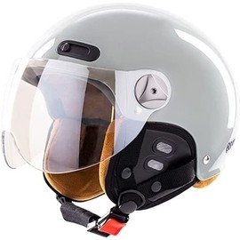 Retro Motorcycle 3/4 Open Face Helmet, Men Women Vintage Half Helmet with Sun Visor DOT Approved Motorbike Jet Half Helmet for for Bike Cruiser Moped Chopper ATV ( Color : A , Size : XL=60-61cm )