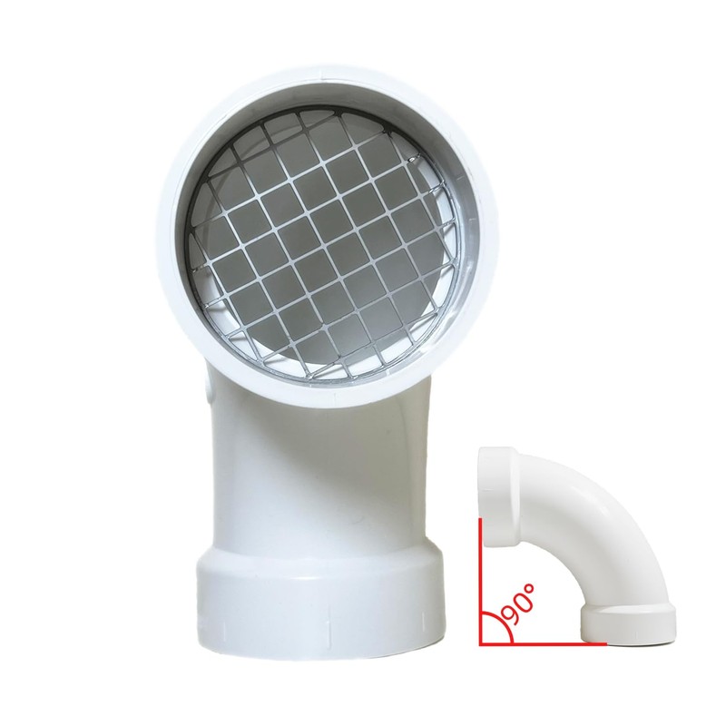 PVC termination vent with stainless steel screen,90 Degrees,1pcs,For 2“ DWV