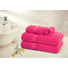 GLAMBURG 700 GSM Premium 8-Piece Towel Set - Contains 2 Bath Towels 30x54, 2 Hand Towels 16x28, 4 Wash Cloths 13x13 - Luxury Hotel & Spa Quality - Durable Ultra Soft Highly Absorbent - Hot Pink
