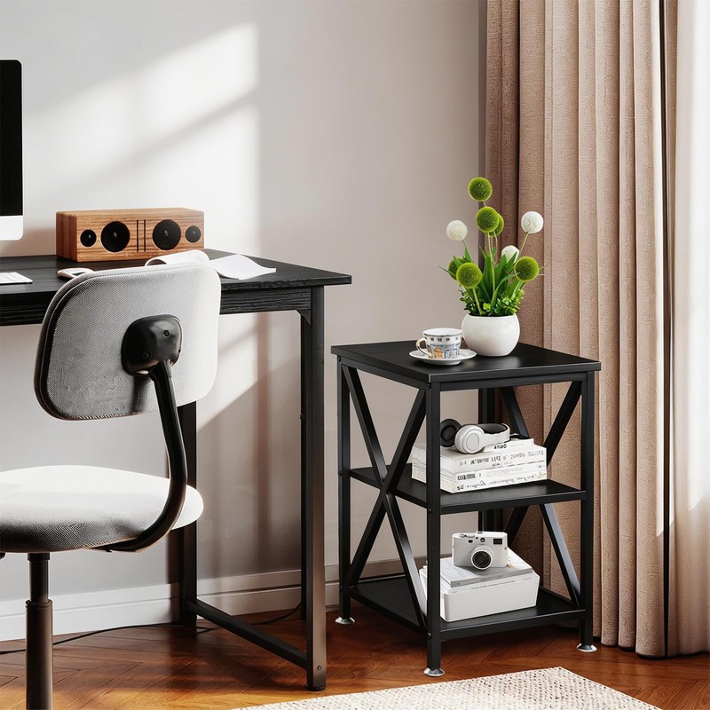 TooCust Square End Table with Storage Shelf, 16" D X
