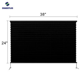 SHADEPLUS RV Blinds,RV Pleated Shades,RV Window Shades,Camper Blinds,RV Window Blinds for RV Camper Travel Trailers Motorhome's Window 38" W x 24" L Black