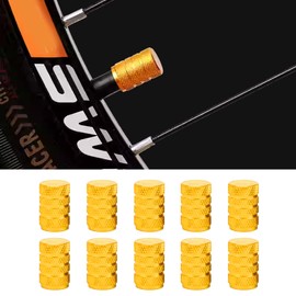 Honibaoto 10 PCS Car Tire Valve Stem Caps, Aluminum Tire Air Cap Set, Dust Proof & Corrosion Resistant Stem Covers, Car Accessories for SUV Bike Bicycle Truck Motorcycle (Gold)