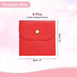 sourcing map 6 Pcs Mini Jewelry Pouch, 8 PU Leather Small Soft Jewelry Package Gift Storage Bag Travel for Women Rings Necklace Bracelet, Red