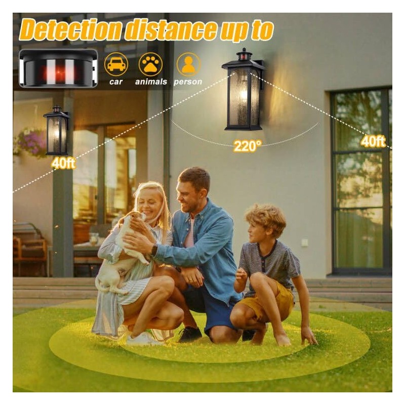 Large Motion Sensor Outdoor Light Fixture-3 Mode Motion Detection Porch