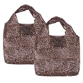 BESPORTBLE Shopping Bags, Pack of 2 Reusable Shopping Bags, Folding Bag, Large Waterproof Shopping Bag (Leopard)