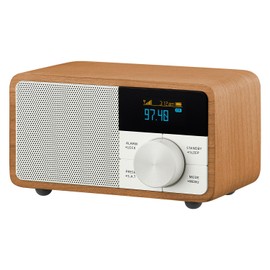【Domestic Genuine Product】Sangean WR-305 with OLED Display, Wide FM Compatible FM Radio and Bluetooth Speaker, Cherry, Wood Cabinet, Palm-sized Compact Speaker with Alarm Function