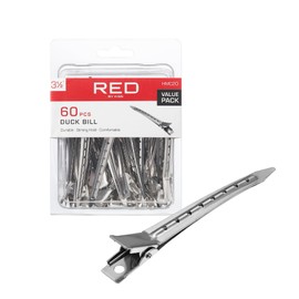 Red by Kiss Silver Metal Hair Clips, Durable Sturdy Hold for Long Lasting Styling & Curl Setting, Rust-Free Hair Pins for Thick & Thin Hair (60, Duck Bill)