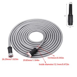 LiGuVCY 100 FT Stainless Steel Garden Hose 304 Metal Hose, Flexible Water Hose Shower Hose with Nozzle, Pet-Proof, Crush-Proof, Puncture-Proof Metal Leak-Proof Hose