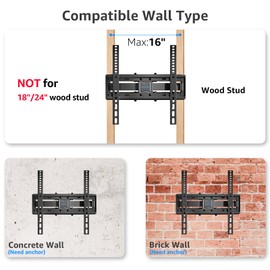 MOUNTUP UL Listed TV Wall Mount, Full Motion TV Mount for Most 26-65 Inch Flat/Curved TVs Fit 16" Wood Stud, Wall Mount TVs Bracket with Dual Swivel Articulating Arm Max VESA 400x400mm up to 88 LBS
