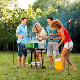 XINWXSS Home Garden Torch Set of 4，Large Capacity 22oz Outdoor Metal Torch Garden Décor，59.5 inch Upgraded Citronella Torches with 5-Prong Grounded Stake，Metal Torch Light for Party Patio Pathway