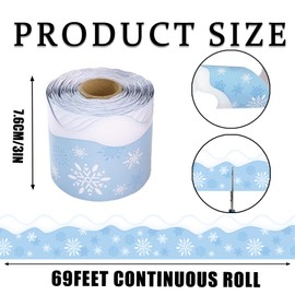 69 Feet Winter Snowflake Bulletin Board Borders,Scalloped Borders Christmas Bulletin Board Border Decorative, for School Classroom Office Chalkboard Decor Party Decoration