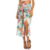 Ezcosplay Women Hawaiian Midi Skirt with Slit Tropical Floral Long