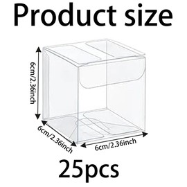 HoAhaMay A 25-Piece Mini Transparent Square Gift Box, PET Box, Transparent Plastic Party Box, Small Gift Box, Suitable for Christmas, Birthday, Wedding Parties (6 x 6 x 6 cm)