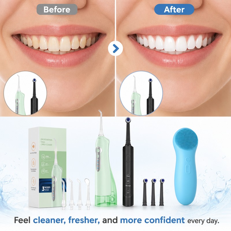 3-in-1 Oral Care Kit for Daily Hygiene – Rechargeable Water
