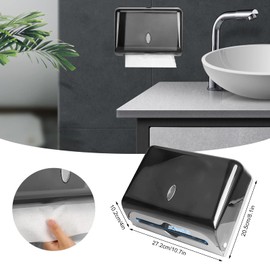 LIROPAU Paper Towel Dispenser, Hand Towel Dispenser Wall Mounted Multifold Tissue Dispenser C-Fold Single Fold Hand Towel Dispenser for Hotel Bathroom Kitchen Restaurant (Black)