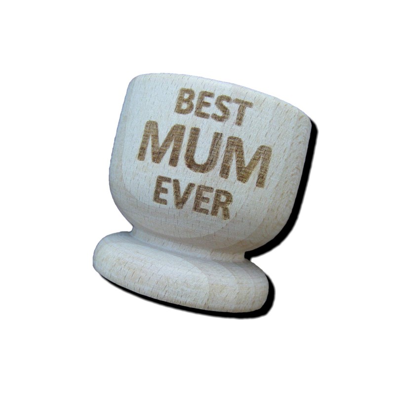 FastCraft BEST MUM EVER GREATEST WOODEN EGG CUP PRESENT IDEA