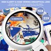 22X 10X Magnifying Glass with Light and Stand, 3.35INCH Large