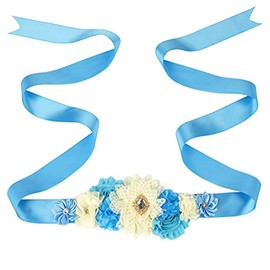 F23 - Cinturón de maternidad para recién nacidos, diseño de flores, Azul / Patchwork, 1.8''*74''