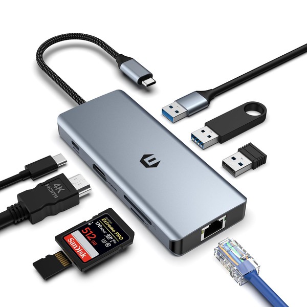 Tymyp USB C Hub, 8 in 1 USB C Adapter,