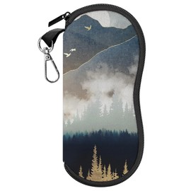 Cabreche Glasses Case Sunglasses Eyeglass Soft Case Zipper Light Neoprene Pouch with Metal Belt Clip Aesthetic Cute Women Men-Forest