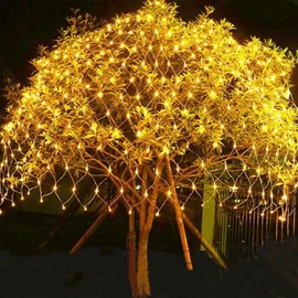 AKISOT Solar Illumination Net Light LED Outdoor Net Light Solar Garden Net Light String 3m*2m Net Light 196 LED 8 Modes Network Fairy Light, Remote Control and Timing Function, Outdoor Waterproof Net