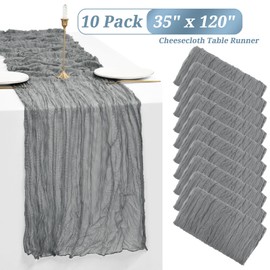 10 Pack Grey Cheesecloth Table Runner Gauze Table Runner 10FT Long Semi-Sheer Table Runner Boho or Rustic Wedding Table Decor for Wedding Decor Arch Draping Bridal Shower Holiday Party
