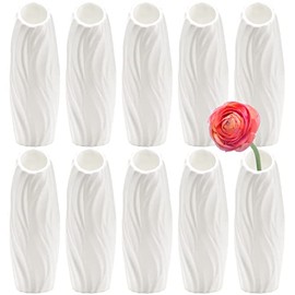 SOUJOY - Jarrón de plástico Compuesto de 10 Unidades, florero Floral irrompible para decoración del hogar, Centro de Mesa, jarrón cónico Alto Blanco para decoración de Bodas, Sala de Estar, arreglos