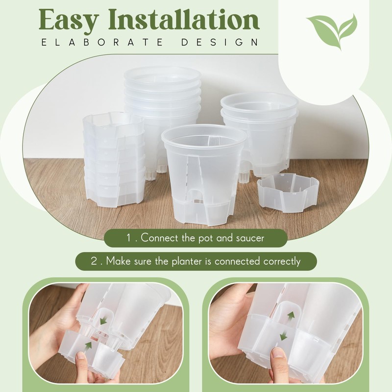 Wonderjune 9 Pcs Self Watering Pots for Indoor Plants with