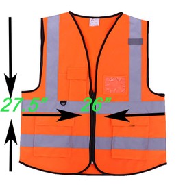 zojo High Visibility Safety Vests With Pockets, Wholesale Reflective Vest for Outdoor Works, Cycling, Jogging, Walking,Sports - Fits for Men and Women (Pack of 10, XXL-Orange)