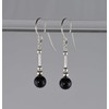 Small Black Onyx Gemstone & Sterling Silver Hook Drop Earrings