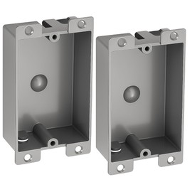 2 Pack Shallow Outlet Box 8 Cubic Single Gang Old Work Junction Box – Grey Plastic Electrical Remodel Box for Tight Spaces, Fire Rated 1-Gang Wall Box for Switches or Receptacles