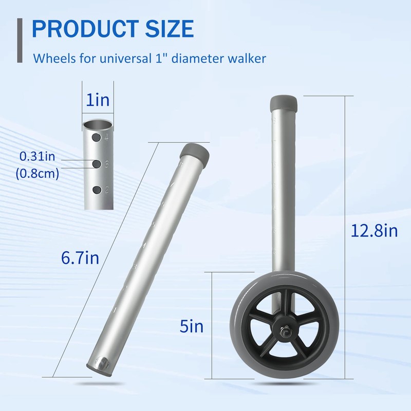 Zantle Universal Walker Wheels Replacement - 5 Inch, Wheels for