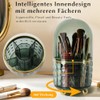 FAVORTALK Make-Up Cosmetic Organiser with 6 Compartments, 360° Rotating Brush