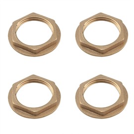 Ruiwaer 4PCS G3/4 Gold Lock Nuts Pipe Fitting NPT Female Lock Nut Gasket NPT Female Brass Flange Hex Lock Nut Flange Hex Lock Nut for Plumbing and Nut Spacer Pipe Hose