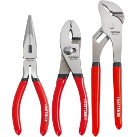CRAFTSMAN Pliers Set, 3 PCS - 6 In Long Nose, 6 In Slip Joint, 8 In Groove Joint