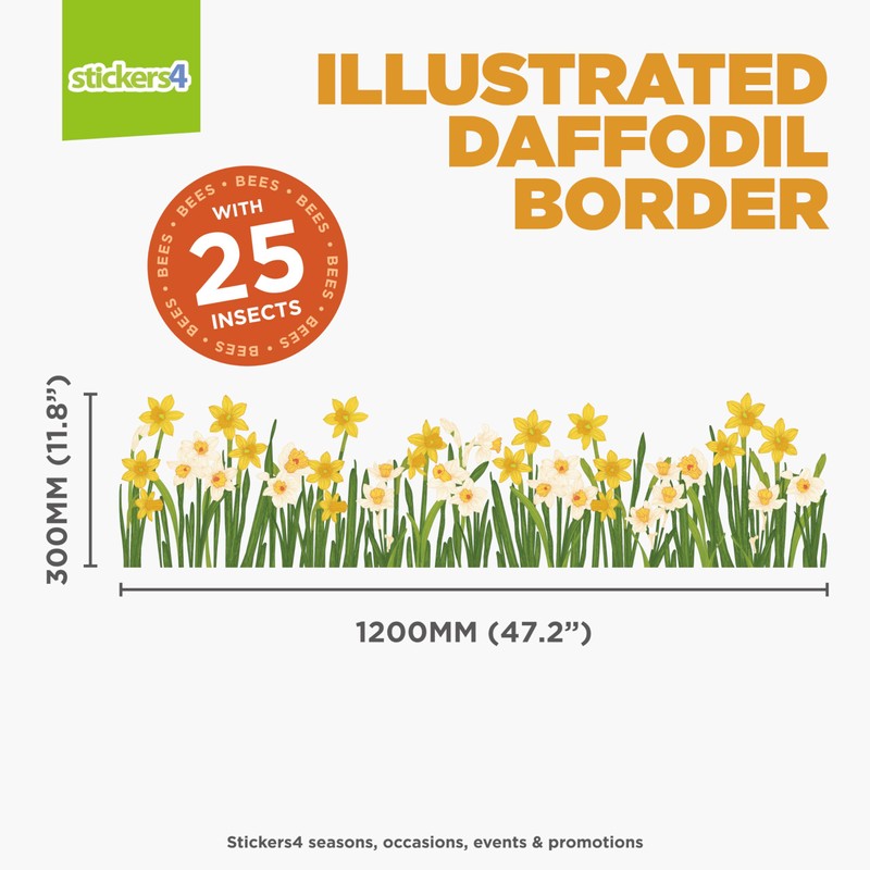Stickers4 - Spring Window Stickers for Glass - Daffodill and