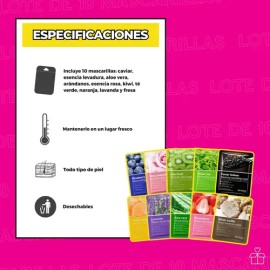 10 Mascarillas Faciales Hidratantes Extractos Frutales Tipo de piel Paquete 1                                                                         