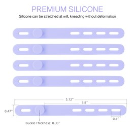 Donruby 24Pcs Silicone Cable Ties - Reusable & Washable with Locking Buckle Design, Adjustable Fastening Cable Straps, Multi-Purpose High Elasticity Cord Organizer (Purple)