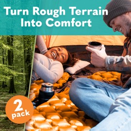 Sleepingo Sleeping Pad for Camping - Ultralight Sleeping Mat for Camping, Backpacking, Hiking - Lightweight, Inflatable & Compact Camping Air Mattress - Inflatable Camping Mat (Orange, 2 Pack)