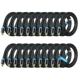 HDMI Cable 4K Ultra HD 6 Foot (10 Pack) Nylon Braided HDMI 2.0 Cable, High Speed 18Gbps 4K60Hz HDR, 3D, 2160p, 1080p, HDCP 2.2, ARC, HDMI Cables for Monitors, HDTV