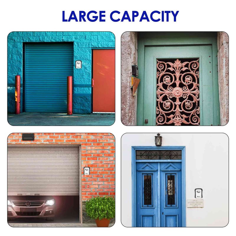 BRILLIRARE Key Lock Box, Waterproof Combination Lockbox Wall Mount 4