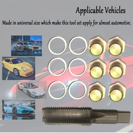 JRangelp 13PCS M15 X 1.5 Oil Drain Plug Tap Thread Repair Kit Oil Pan Screws Re-Thread Tool Set Engine Care Tools with Aluminum Gasket