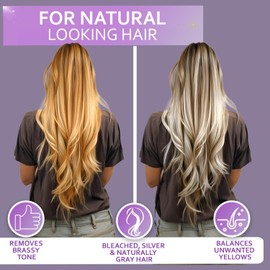 Purple Conditioner for Blonde Hair - Sulfate and Paraben Free Toner - No More Orange and Yellow Brassy Tones - More Balance for Color Treated, Bleached, Silver, White and Gray Hair - Women and Men