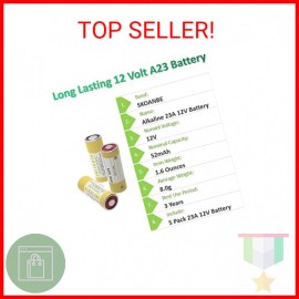 5 Pack Alkaline L1028F 23A 12 Volt Batteries for Celling Fan and Remote