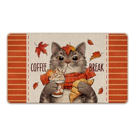 Tailus Fall Golden Retriever Dog Decorative Front Door Mat, Autumn Pet Maple Leaves Doormat Indoor Outdoor Non-Slip Floor Entryway Rug, Seasonal Home Kitchen Decoration Dog Lover Gift 17x29 Inch