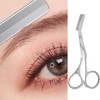 Stainless Steel Eyebrow Scissors, Eyebrow Trimmer Scissors with Comb Professional