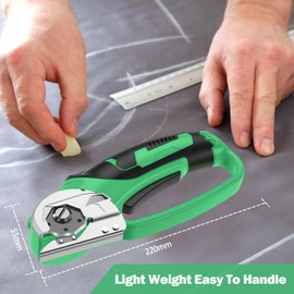 Pratuor Cordless Electric Scissors, 4V Box Cutter & Cardboard Cutter with Upgrade Blade, LED Light, Safety Lock - Rechargeable Rotary Cutter for Fabric, Leather, Plastic, Sewing, Industrial (Lime Green)