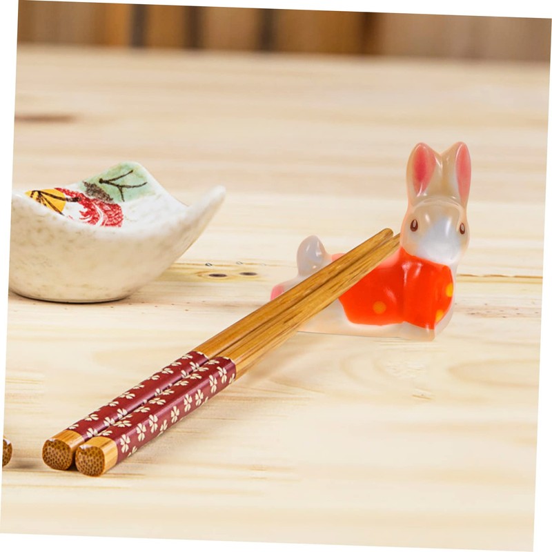RORPOIR 5Pcs Cute Rabbit Ceramic Chopstick Holder Set Decorative Animal