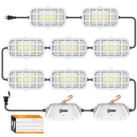 100ft LED Construction String Lights,Super Bright 300W 30000LM Waterproof IP67 Led String Work Lights, Construction Temporary Lights (Upgrad 100ft-10lights)